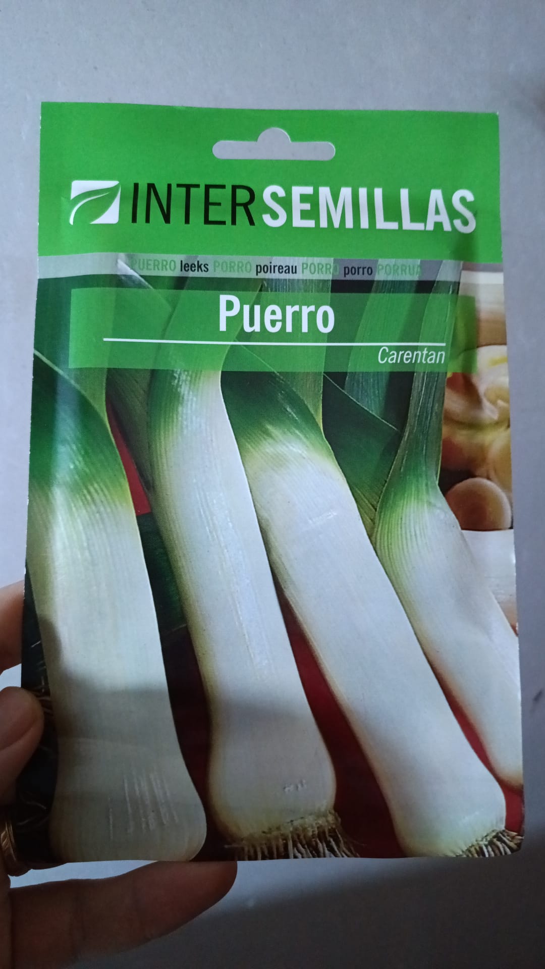 Sobre De Semillas De Puerro Carentan