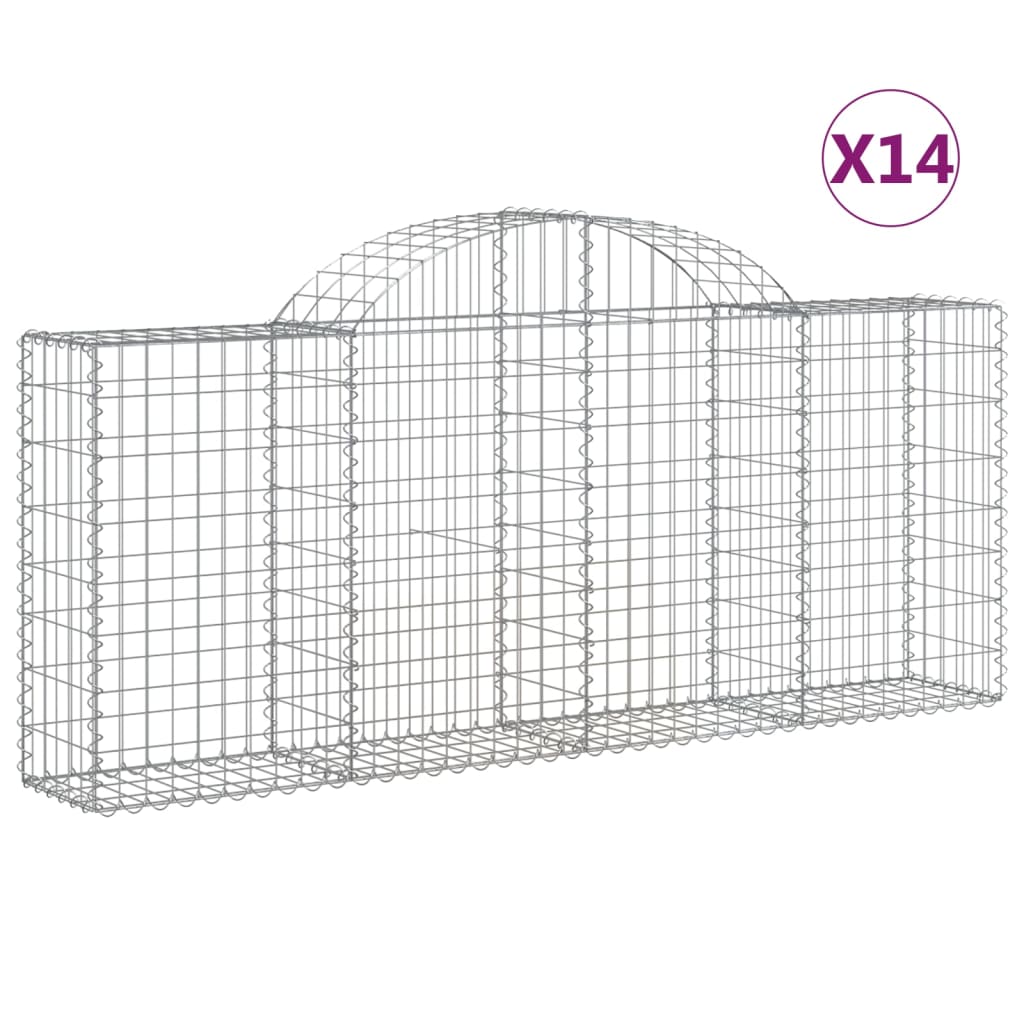 Cestas De Gaviones 14 Uds Forma De Arco Hierro 200x30x80/100 Cm_0