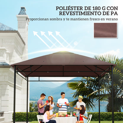 Outsunny Techo De Repuesto 300x300 Cm Cenador De Jardín Con 8 Orificios Café_5
