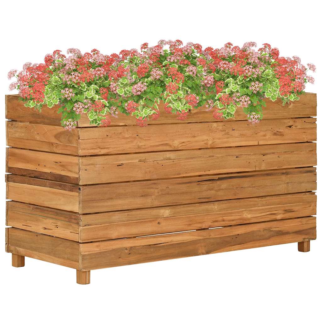 Arriate Elevado Madera De Teca Reciclada Y Acero 100x40x55 Cm_1