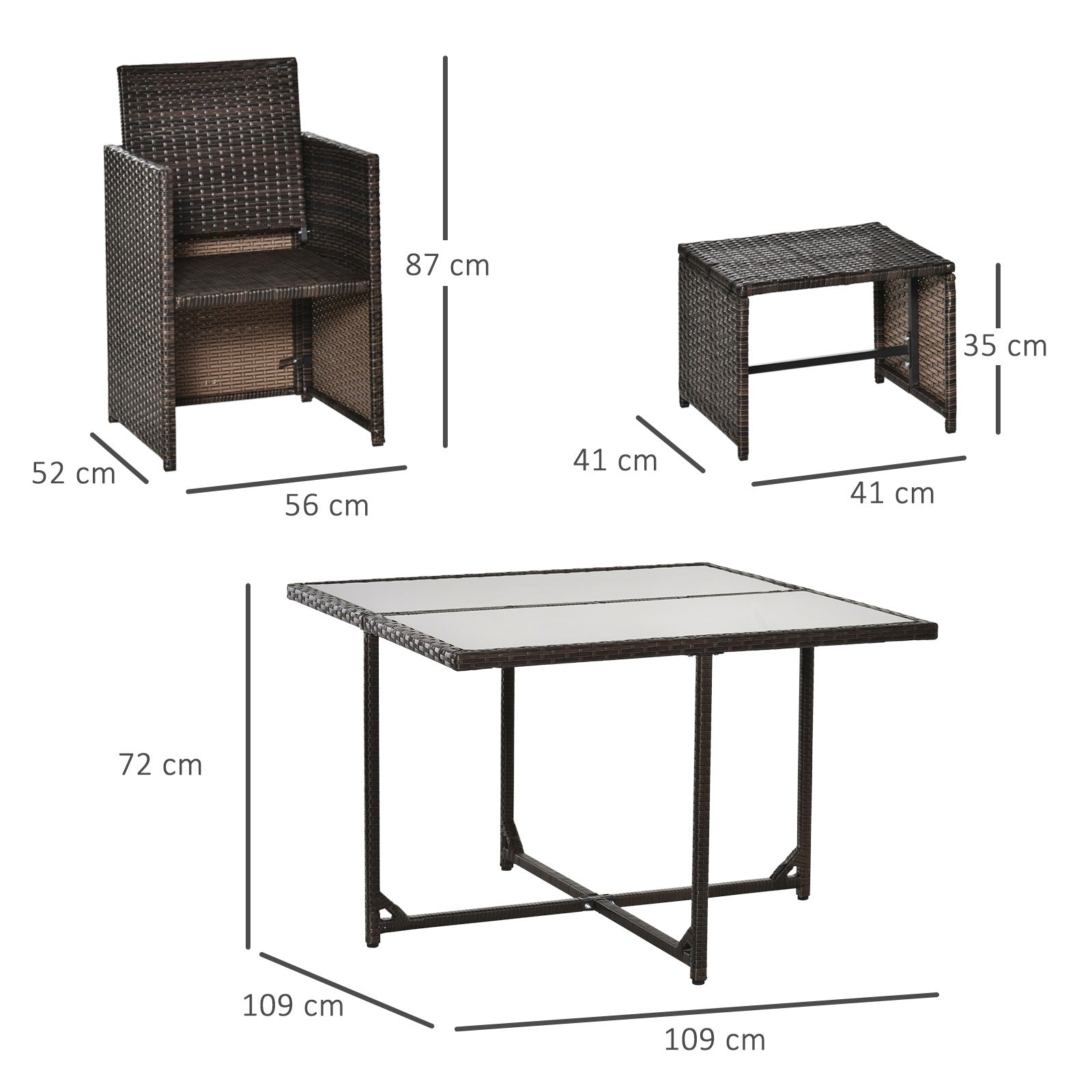 Outsunny Conjunto De Muebles Jardín Comedor 9 Piezas De Ratán Apilables Marrón_2