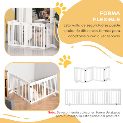 Pawhut Barrera De Seguridad Plegable Para Perros 4 Paneles 204x30x61cm Blanco_5