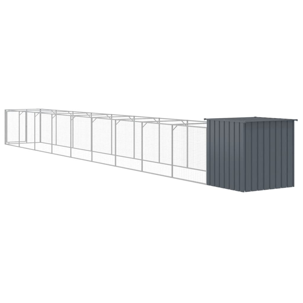 Caseta Perros Con Corral Acero Galvanizado Gris 110x1017x110 Cm_4