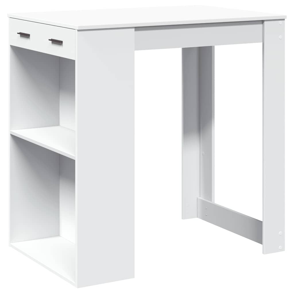 Mesa Alta De Bar Madera Ingeniería Blanca 102x70x103,5 Cm_0