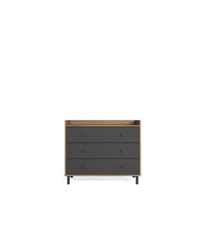 Cómoda Para Dormitorio Modelo Marta 3 Cajones Acabado Nogal/pizarra, 91.6cm(ancho) 75cm(a_0
