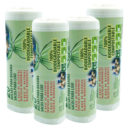 4 Rollos De 20 Bolsas De Basura Biodegradable Y Compostable 10 L_0