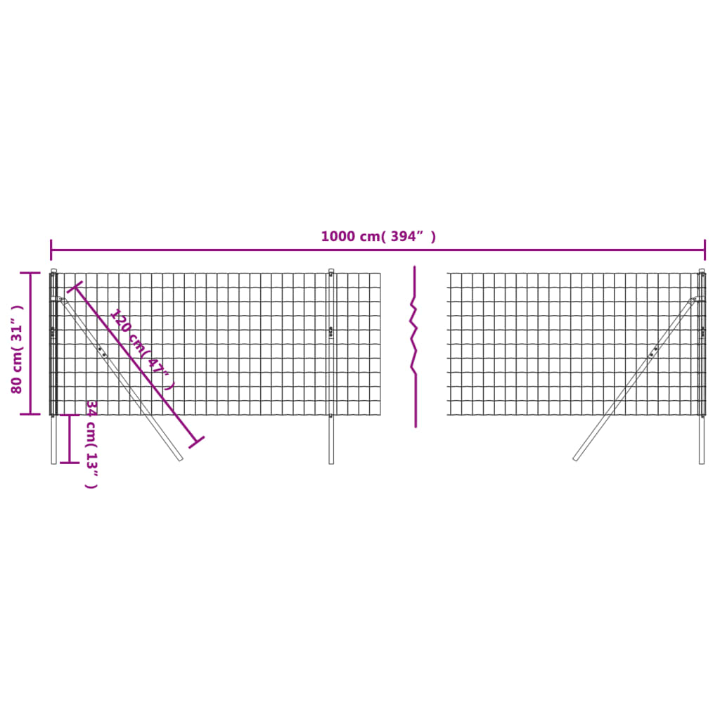 Cerca De Alambre De Acero Galvanizado Antracita 0,8x10 M / Vetonek_0