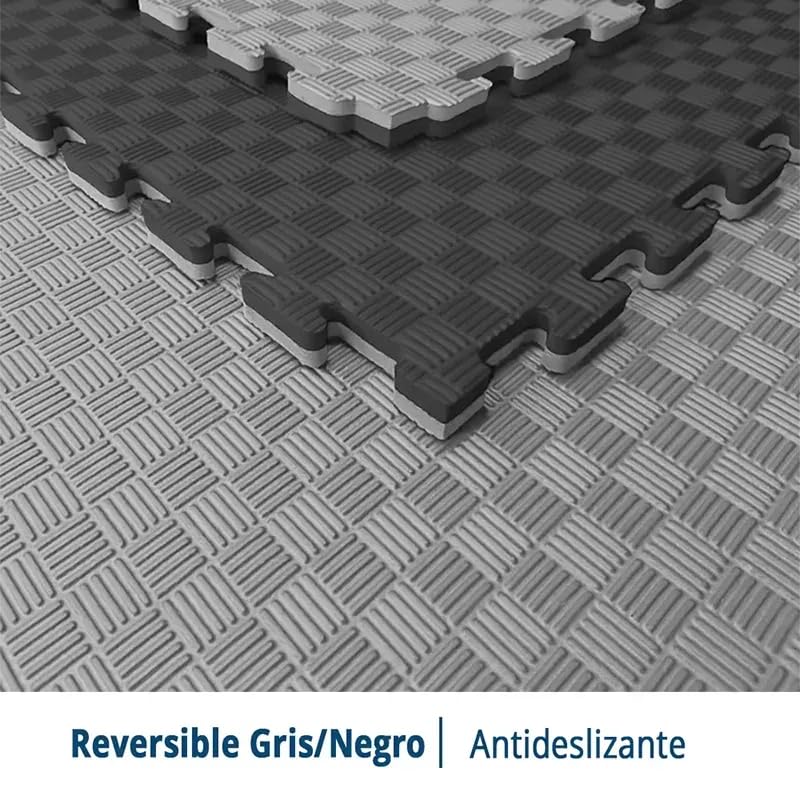 Artatami® Tatami Puzzle 1x1x20 Mm Negro - Gris Pack Ahorro【8 Unidades】 Alta Densidad Eva – Judo, Bjj, Mma Y Lucha_2