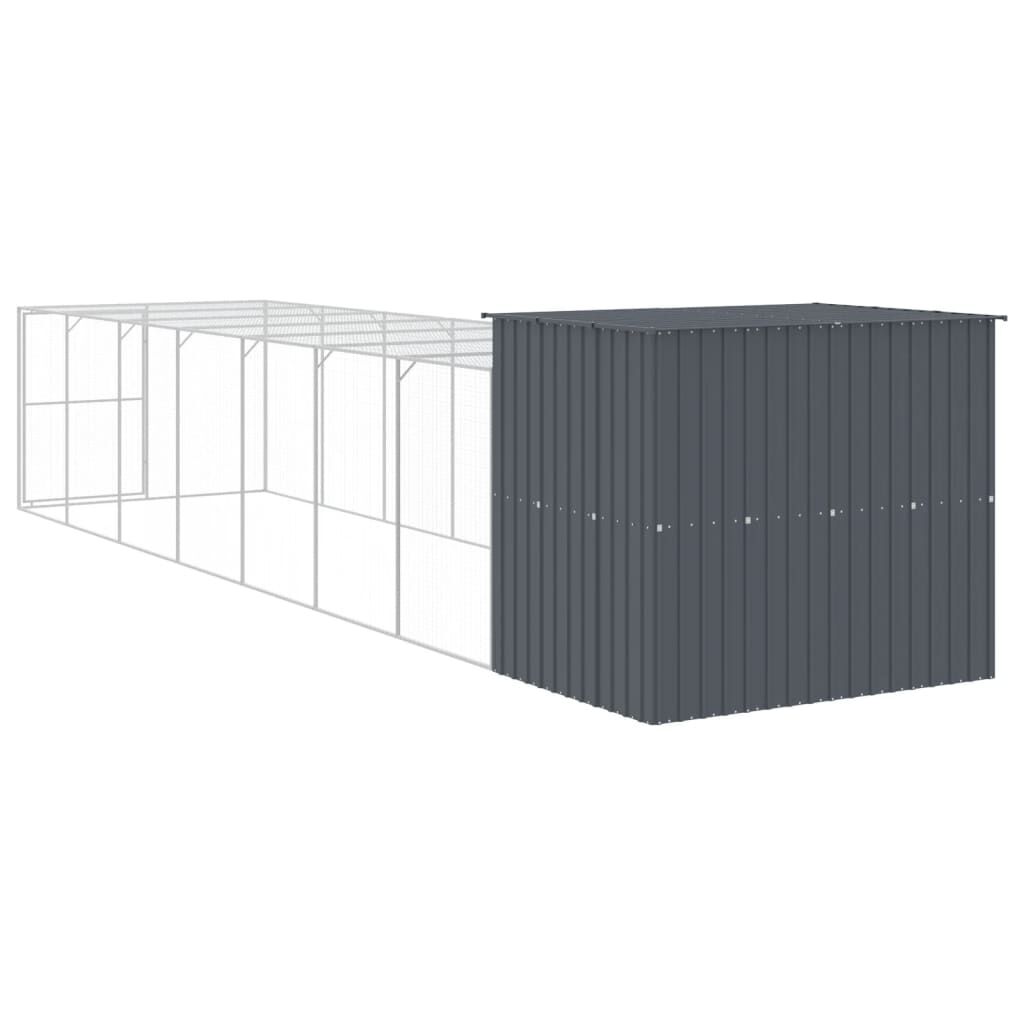 Vidaxl Caseta Perros Con Corral Acero Galvanizado Gris 214x865x181 Cm_4