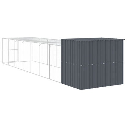 Vidaxl Caseta Perros Con Corral Acero Galvanizado Gris 214x865x181 Cm_4
