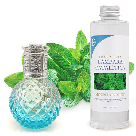 Lámpara Catalítica Blue Diamonds + Aroma Mountain Mint 200ml - Elimina Malos Olores, Impurezas Y Perfuma_0