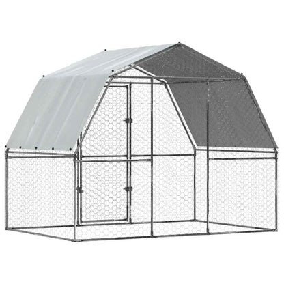 Vidaxl Gallinero Con Techo Y Puerta Acero Galvanizado Plateado_5
