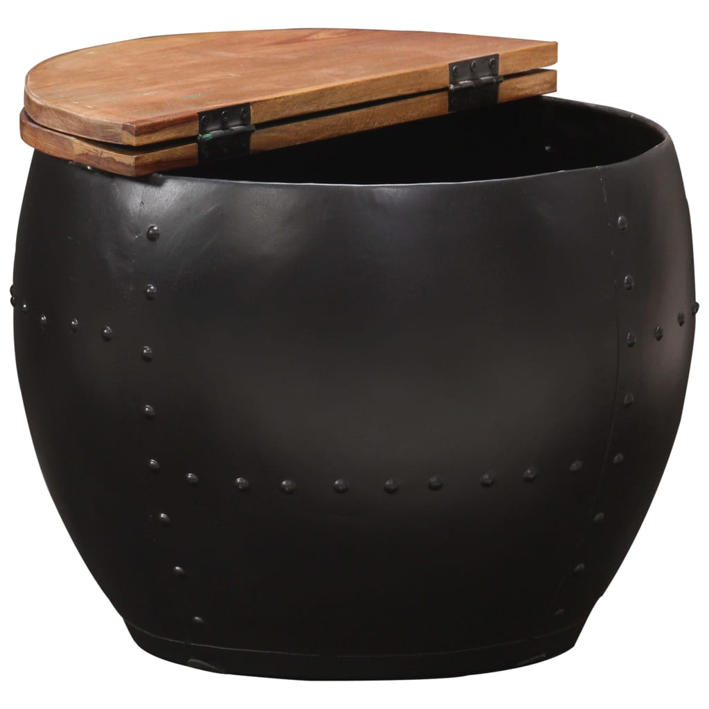 Mesa De Centro De Madera Maciza Reciclada 53x43 Cm._1
