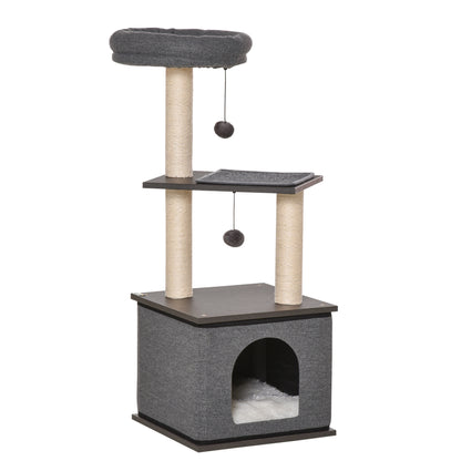 Pawhut Árbol Gatos Con Cueva De Fieltro Desmontable Y Postes Rascadores De Sisal_0