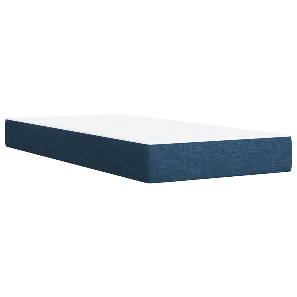 Cama Box Spring Con Colchón Tela Azul 100x200 Cm / Vetonek_1