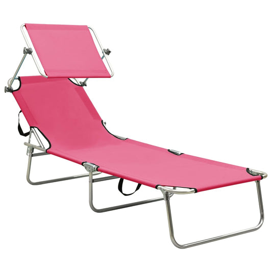 Tumbona Plegable Con Toldo De Acero Rosa Magenta_0