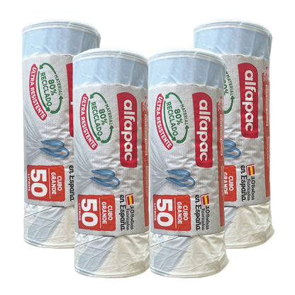 80% Reciclado 4 Rollos De 10 Bolsas De Basura 50l Con Autocierre_0