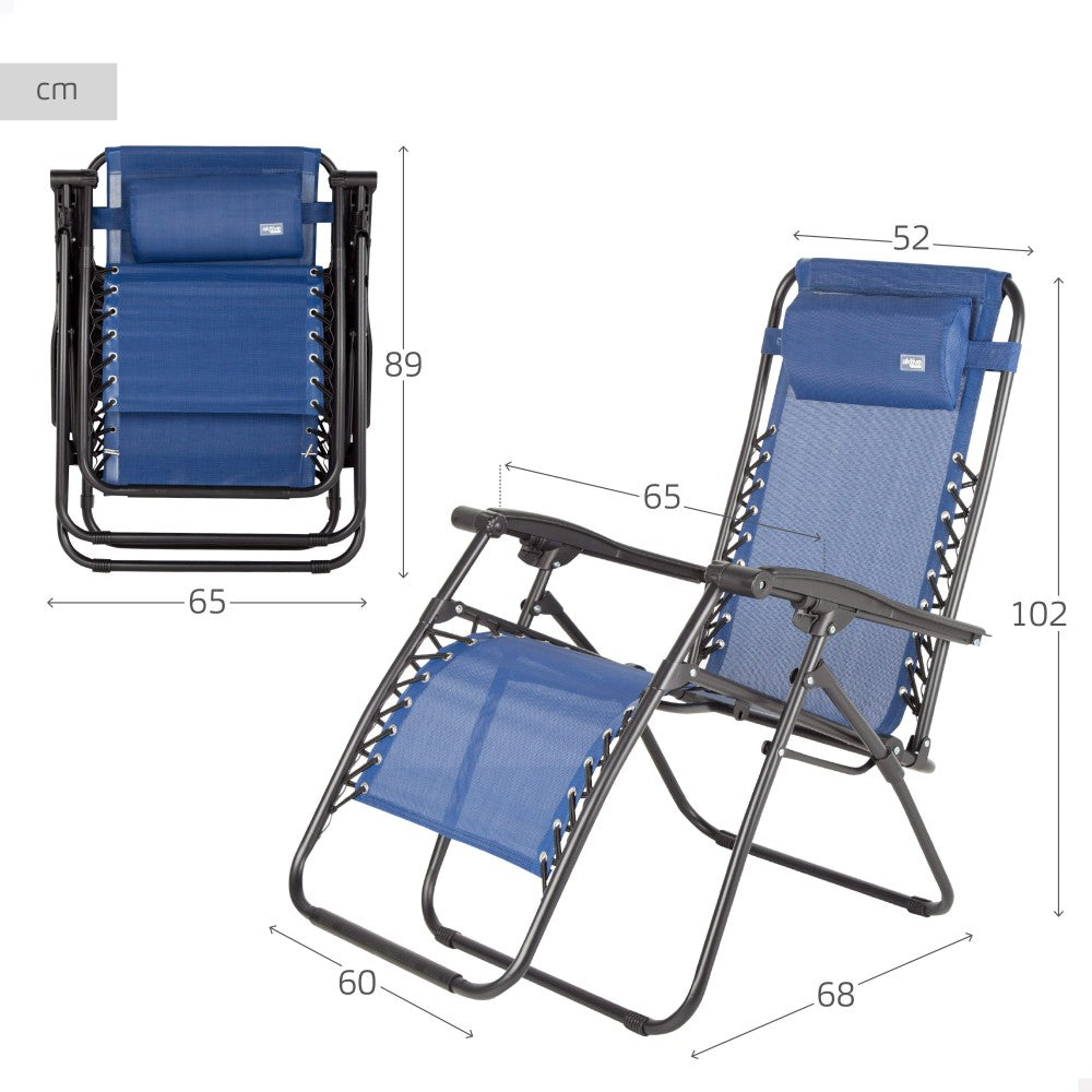 Aktive Silla Plegable Jardín Gravedad Cero Azul 2 Posiciones_3