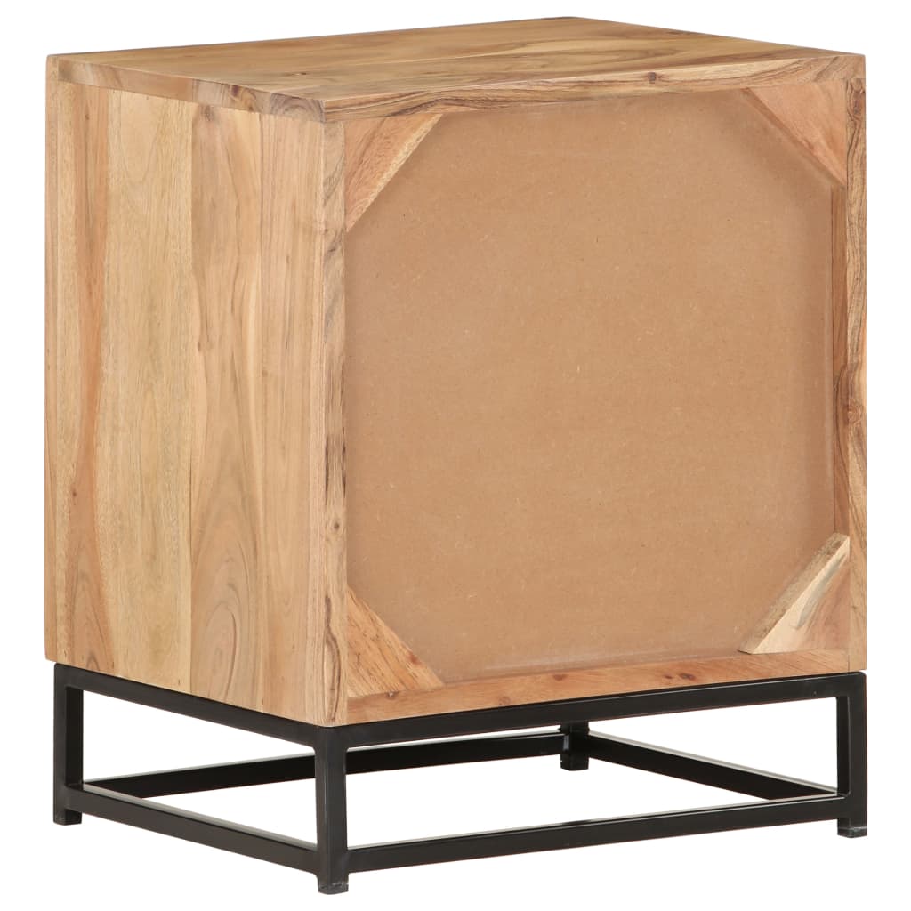 Mesita De Noche De Madera Maciza De Acacia 40x30x50 Cm_2