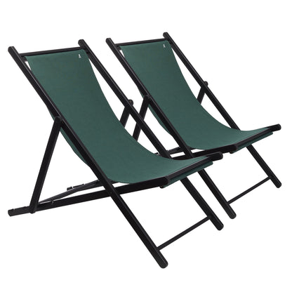 Set De 2 Hamacas Plegables De Madera De Haya, Verde Oscuro, Wengué, Sin Brazos - Scalpers_0