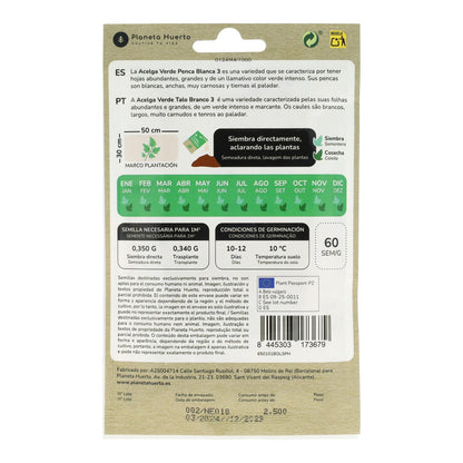 Semillas de Acelga Verde ecológicas Planeta Huerto