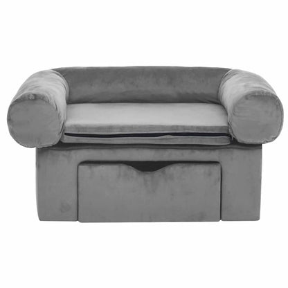 Vidaxl Sofá Para Perros Con Cajón Felpa Gris 75x50x38 Cm_3