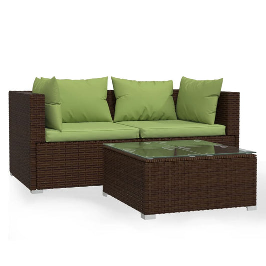 Vidaxl Set Muebles De Jardín 3 Piezas Y Cojines Ratán Sintético Marrón_0