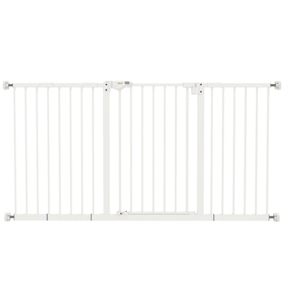 Pawhut Barrera De Seguridad Extensible Para Puertas 74-147,5x76,2 Cm Blanco_0