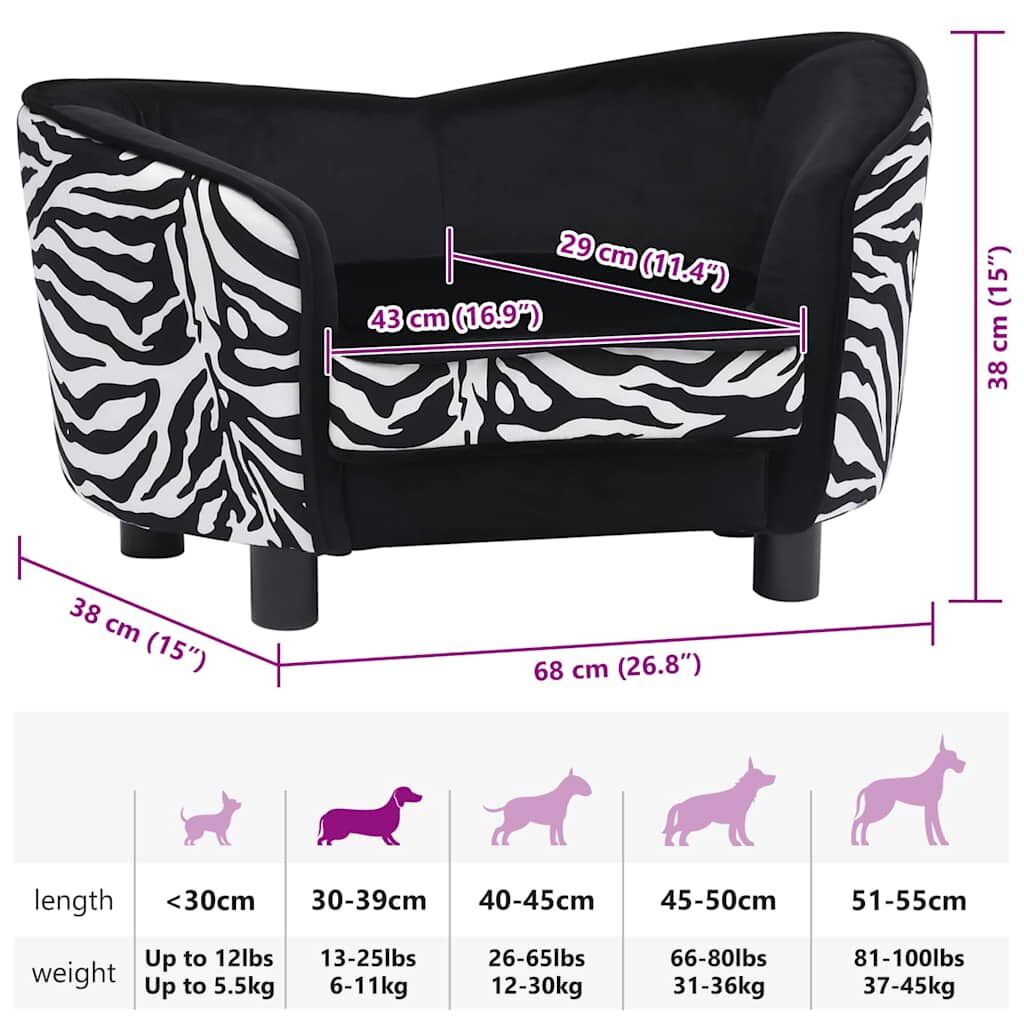 Vidaxl Sofá Para Perros Felpa Negro 68x38x38 Cm_2