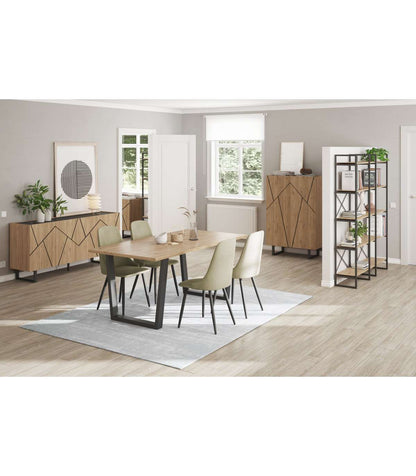 Mesa Para Comedor Rectangular Fija Md-francis Acabado Natural/negro, 180cm(ancho) 75cm(alt_1