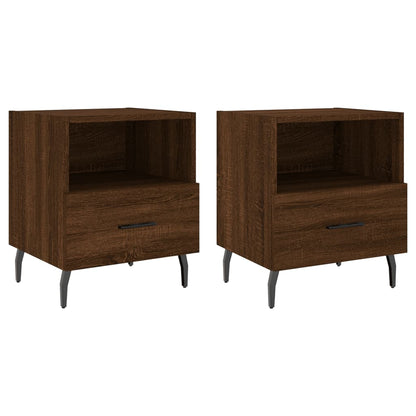 Mesita Noche 2 Uds Madera Ingeniería Marrón Roble 40x35x47,5 Cm_0