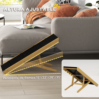Pawhut Rampa Para Perros Plegable Con Altura Ajustable 83,5x35x47,5 Cm Natural_4