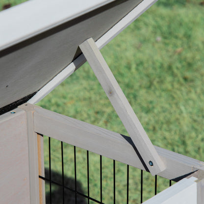 Pawhut Conejera De Madera Exterior Jaula Elevada Para Conejos Con Techo Abatible_4