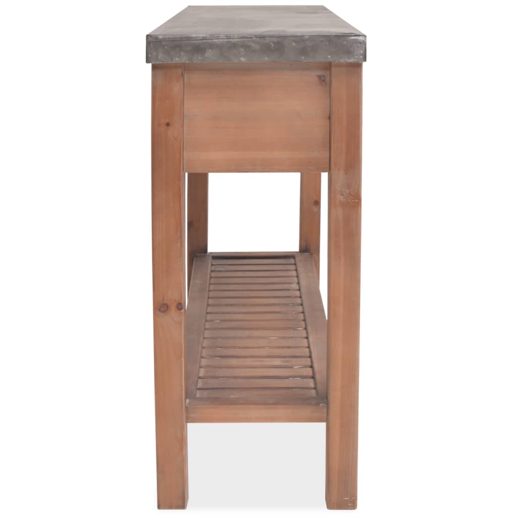 Mesa Consola De Madera De Abeto Maciza 122x35x80 Cm_2