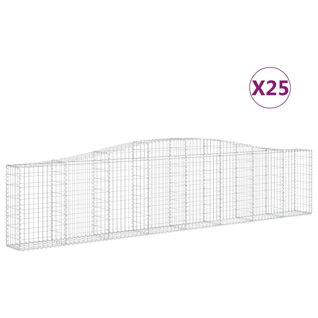 Cestas De Gaviones 25 Uds Forma De Arco Hierro 400x30x80/100 Cm_0