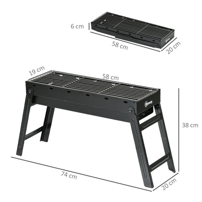 Outsunny Barbacoa De Carbón Plegable Con Parrillas De Acero Inoxidable Negro_2