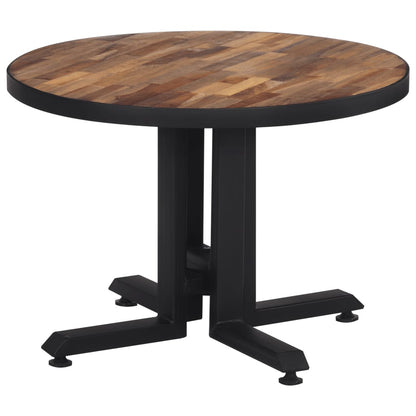 Mesa De Centro Redonda Teca Reciclada Maciza Ø55x40 Cm_1