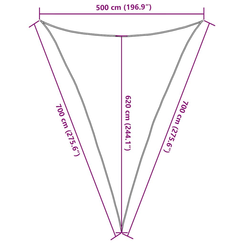Vidaxl Toldo De Vela Triangular Hdpe Azul 160 G/m² 5x7x7 M_2