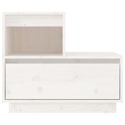 Mesita De Noche Madera Maciza De Pino Blanco 60x34x51 Cm_1