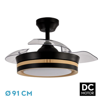 Ventilador Dc Viper Negro/madera 48w 3aspas 91d 4800lm 6vel 3000k,4500k,6000k, Remoto+temporizador+memoria_0