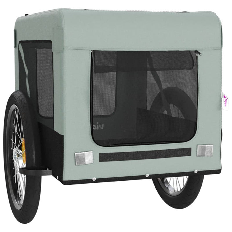 Vidaxl Remolque De Bicicleta Mascotas Hierro Tela Oxford Gris Negro_5