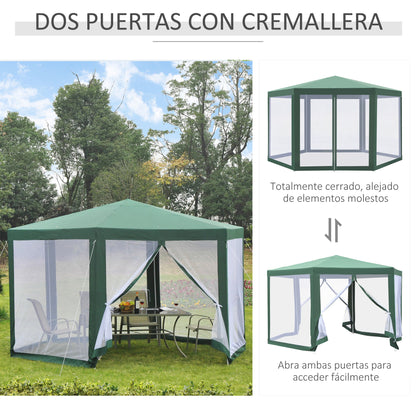 Outsunny Carpa Jardín Cenador Hexágonal Pabellón Gazebo Con Mosquitera 3 Color_5