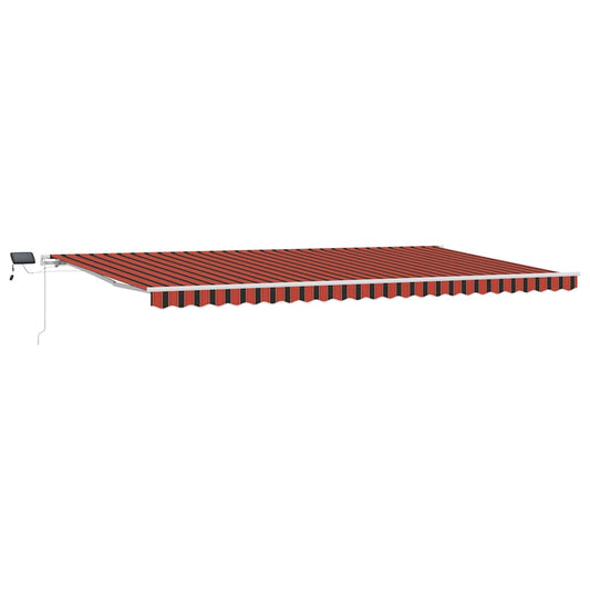 Toldo Retráctil Naranja Y Marrón 600 X 300 Cm Tela Y Aluminio_0