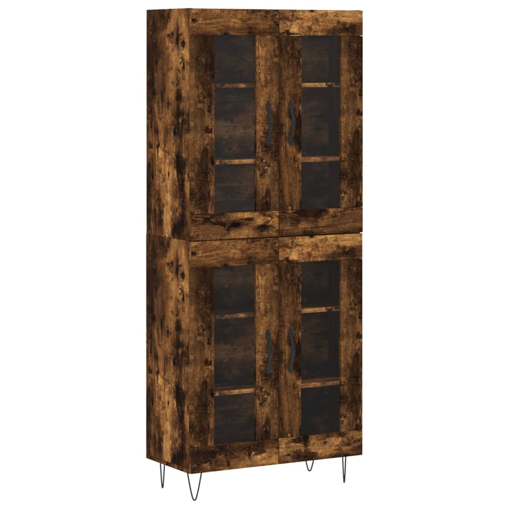 Aparador Alto Madera Contrachapada Roble Ahumado 69,5x34x180 Cm_1