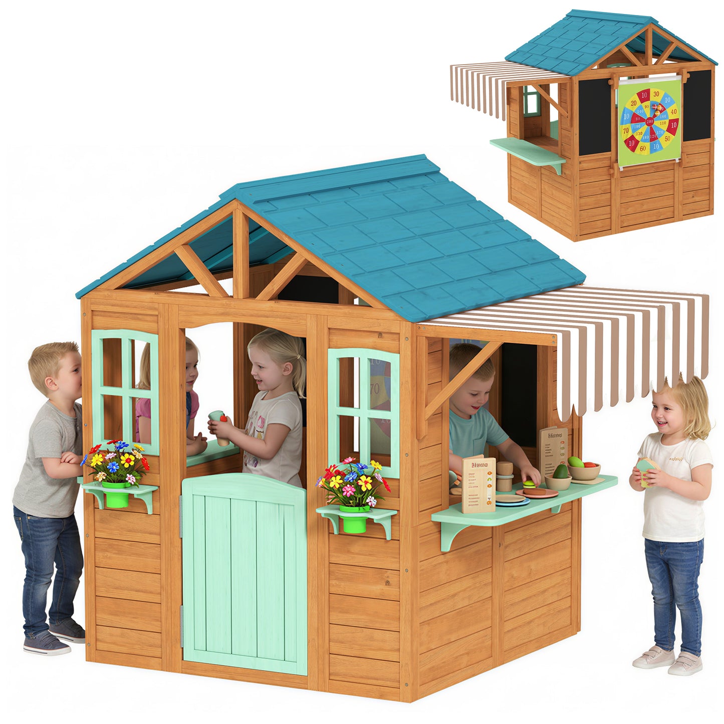 Aiyaplay Casita Infantil Exterior E Interior De Madera_0