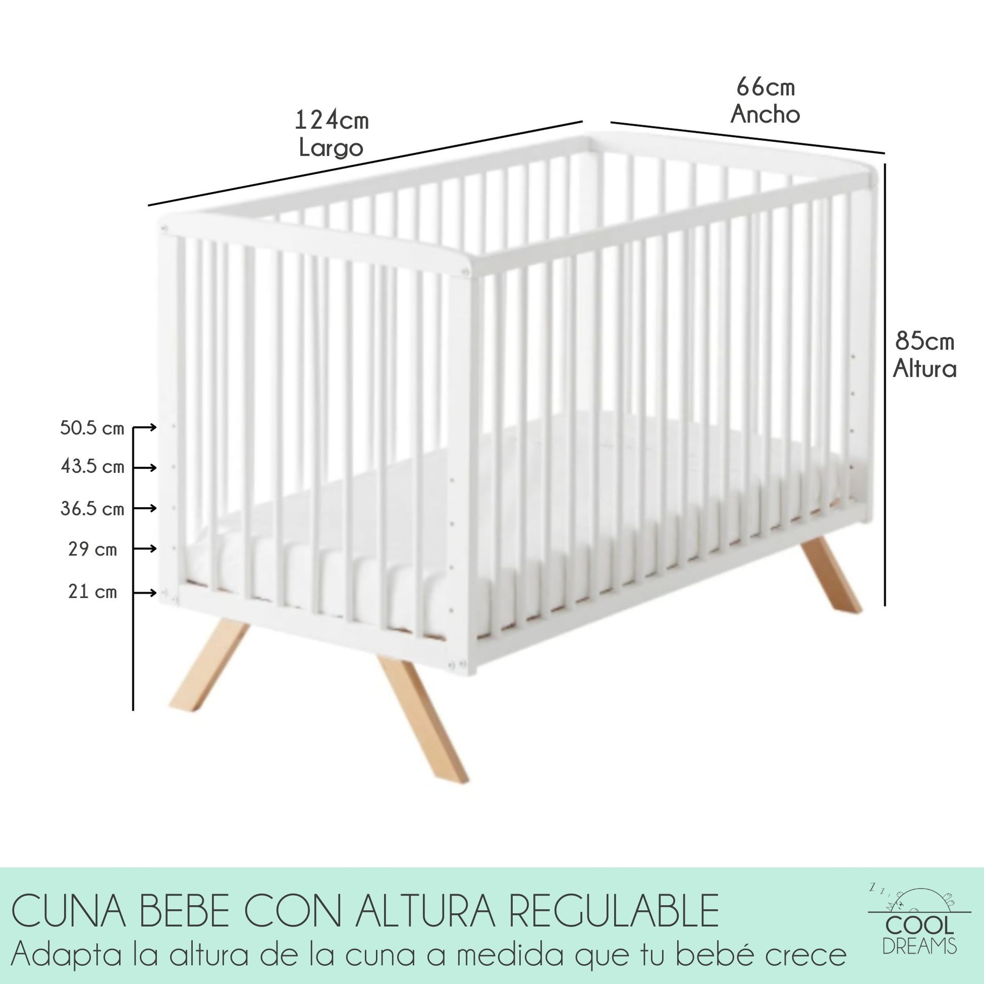 Cuna Convertible Nuru Con Kit Colecho Para Unir A La Cama Y Barandillas Blancas. Conforme A Normativa Europea_2