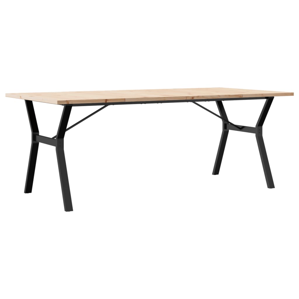 Mesa De Comedor Marco Y Madera Maciza Pino Acero 200x100x75,5cm_0