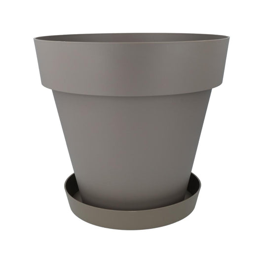 Pack maceta con plato color taupe Tes 26 x 24 cm