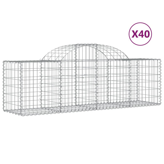 Cestas De Gaviones 40 Uds Forma De Arco Hierro 200x50x60/80 Cm_0
