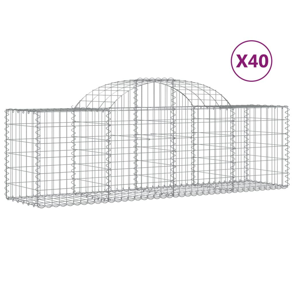 Cestas De Gaviones 40 Uds Forma De Arco Hierro 200x50x60/80 Cm_0